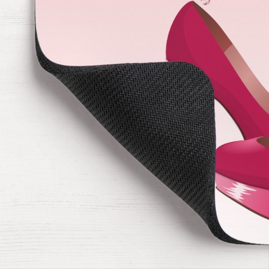 Moderne rosa Glitzer-Tropfen & High Heels Mousepad (Ecke)