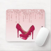 Moderne rosa Glitzer-Tropfen & High Heels Mousepad (Mit Mouse)