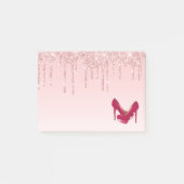 Moderne rosa Glitzer-Tropfen & High Heels Post-it Klebezettel (Vorderseite)
