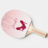 Moderne rosa Glitzer-Tropfen & High Heels Tischtennis Schläger (Seitenansicht)