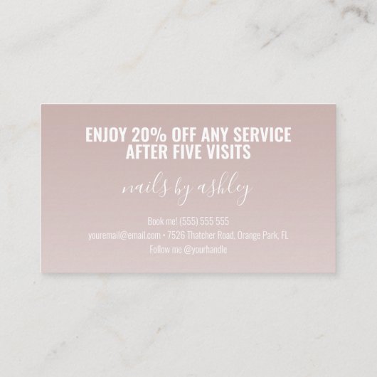 Moderne Rosa Glitzer Tropfen Salon 6 Punch Treuekarte (Rückseite)