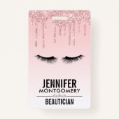 Moderne rosa Glitzer Tropfen und Black Eyelashes Ausweis (Vorderseite)