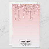 Moderne rosa Glitzer Tropfen und Black Eyelashes Briefpapier (Vorne/Hinten)