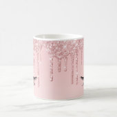 Moderne rosa Glitzer Tropfen und Black Eyelashes Kaffeetasse (Mittel)