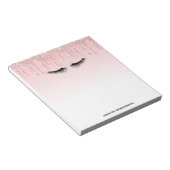 Moderne rosa Glitzer Tropfen und Black Eyelashes Notizblock (angewinkelt)