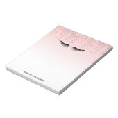Moderne rosa Glitzer Tropfen und Black Eyelashes Notizblock (Rotiert)