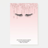 Moderne rosa Glitzer Tropfen und Black Eyelashes Post-it Klebezettel (Vorderseite)
