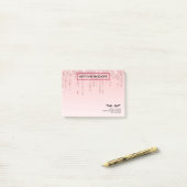 Moderne rosa Glitzer Tropfen und Black Eyelashes Post-it Klebezettel (Auf Schreibtisch)