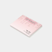 Moderne rosa Glitzer Tropfen und Black Eyelashes Post-it Klebezettel (angewinkelt)