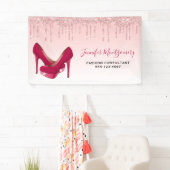 Moderne rosa Glitzer-Tropfen und High Heels Busine Banner (Insitu)