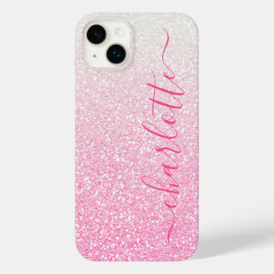 Moderne rosa glitzernde, girly-chicke personalisie Case-Mate iPhone 14 plus hülle