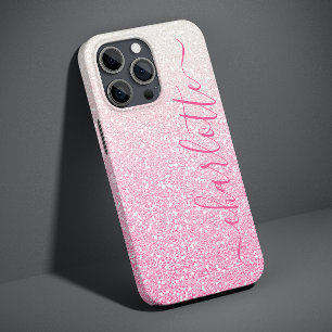 Moderne rosa glitzernde, girly-chicke personalisie Case-Mate iPhone 14 hülle