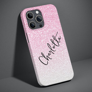 Moderne rosa glitzernde, girly-chicke personalisie Case-Mate iPhone 14 pro max hülle