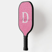 Moderne rosa glitzernde Monogramm personalisierte Pickleball Schläger (Links)