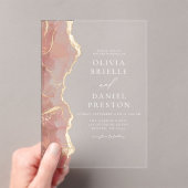 Moderne Rosa Gold Agate Hochzeit Acryleinladungen (Insitu (Handheld))