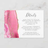 Moderne Rosa Gold Agate Hochzeitsdetails Begleitkarte (Vorderseite)