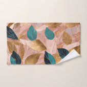 Moderne Rosa Gold Boho Blätter Collection Badhandtuch Set (Handtuch)