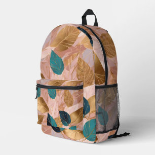 Moderne Rosa Gold Boho Blätter Collection Bedruckter Rucksack