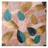 Moderne Rosa Gold Boho Blätter Collection Fliese (Vorderseite)