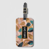 Moderne Rosa Gold Boho Blätter Collection Gepäckanhänger (Vorderseite Vertikal)