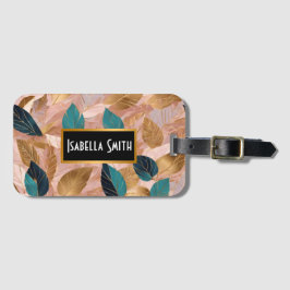 Moderne Rosa Gold Boho Blätter Collection Gepäckanhänger