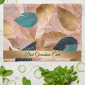 Moderne Rosa Gold Boho Blätter Collection Geschirrtuch (Gefaltet)