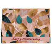 Moderne Rosa Gold Boho Blätter Collection Große Geschenktüte (Vorderseite)