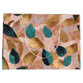 Moderne Rosa Gold Boho Blätter Collection Große Geschenktüte (Rückseite)