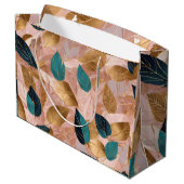 Moderne Rosa Gold Boho Blätter Collection Große Geschenktüte (Rückseite Schrägansicht)