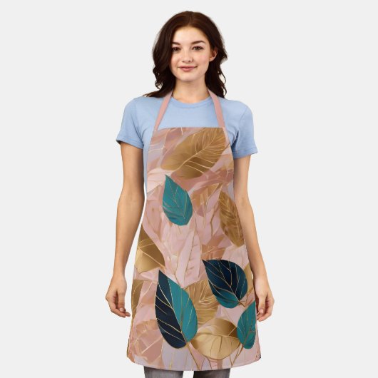 Moderne Rosa Gold Boho Blätter Collection Schürze (Getragen)