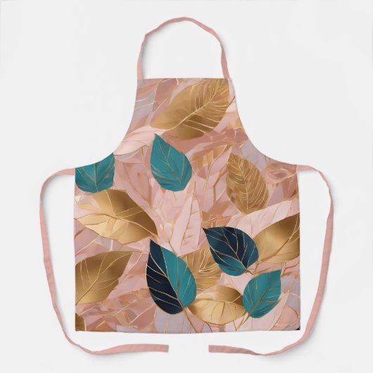 Moderne Rosa Gold Boho Blätter Collection Schürze (Vorderseite)
