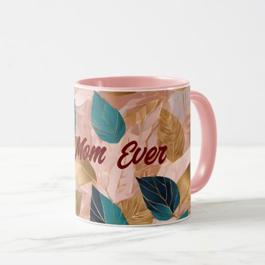 Moderne Rosa Gold Boho Blätter Collection Tasse (VorderseiteRechts)