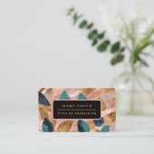 Moderne Rosa Gold Boho Blätter Collection Visitenkarte (Stehend Vorderseite)