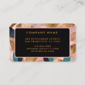 Moderne Rosa Gold Boho Blätter Collection Visitenkarte (Rückseite)