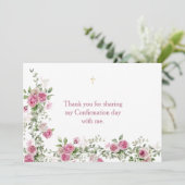 Moderne rosa Gold Cross Bestätigung Danke Karte (Stehend Vorderseite)