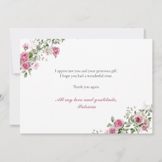 Moderne rosa Gold Cross Bestätigung Danke Karte (Rückseite)