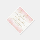 Moderne rosa Gold Cross Girl-Bestätigung Serviette (Ecke)