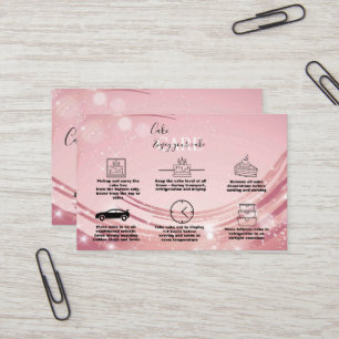 Moderne rosa goldene Watercolor Cake Care Visitenkarte