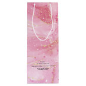 Moderne rosa goldene Watercolor Weinkarte Geschenktüte Für Weinflaschen (Rückseite)