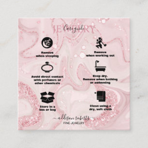 Moderne rosa goldfarbene Schmuckpflege Quadratische Visitenkarte