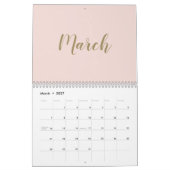 Moderne Rosa Goldschrift Monat mädchenhaft chic Kalender (Mär 2027)