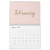 Moderne Rosa Goldschrift Monat mädchenhaft chic Kalender (Feb 2027)