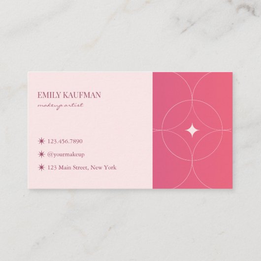 Moderne rosa Gradient Makeup Artist Visitenkarte (Rückseite)