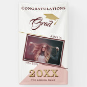 Moderne rosa Graduate Foto Graduate Party Banner (Vertikal)