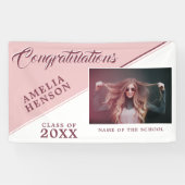 Moderne rosa Graduate Foto Graduate Party Banner (Horizontal)