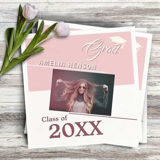 Moderne rosa Graduate Foto Graduate Party Serviette