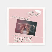 Moderne rosa Graduate Foto Graduate Party Serviette (Vorderseite)