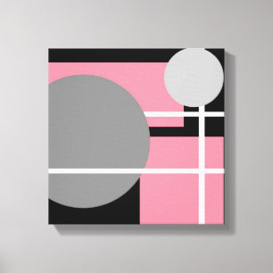 Moderne rosa, grau Schwarz-weiß - überzogene Canva Leinwanddruck