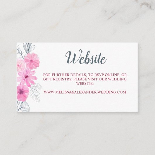 Moderne rosa graue Aquarellfarben Blume Frühjahrsh Begleitkarte (Vorderseite)