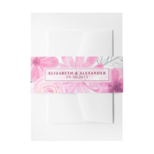 Moderne rosa graue Aquarellfarben Blume Frühjahrsh Einladungsbanderole